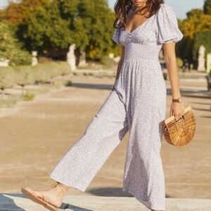 Auguste The Label Dean Juliette Wide Leg Jumpsuit Urban Outfitters Purple Floral